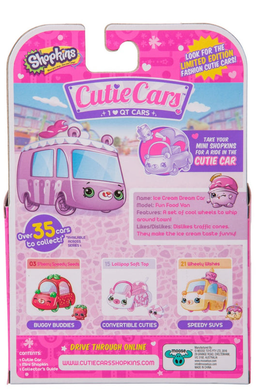 CUTIE CARS SHOPKINS S1 SINGLE PACK #13 ICE CREAM DREAM CAR