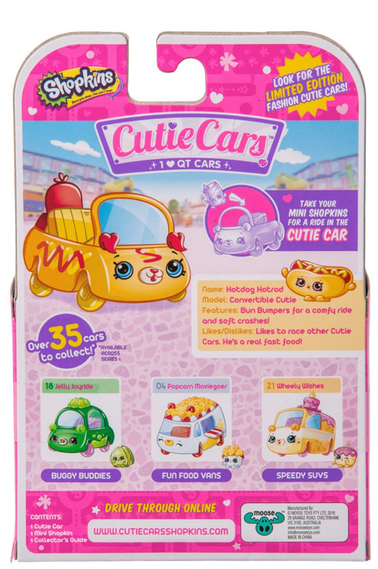 CUTIE CARS SHOPKINS S1 SINGLE PACK #16 IHOTDOG HOTROD