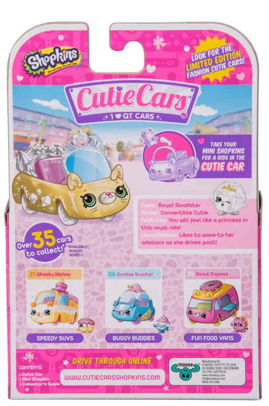 CUTIE CARS SHOPKINS S1 SINGLE PACK #37 ROYAL ROADSTER