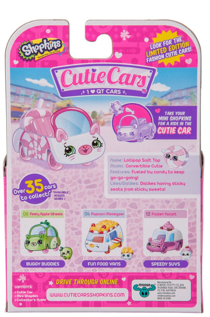CUTIE CARS SHOPKINS S1 SINGLE PACK #15 LOLLIPOP SOFT TOP