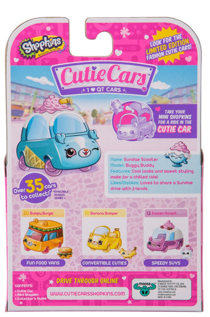 CUTIE CARS SHOPKINS S1 SINGLE PACK #06 SUNDAE SCOOTER