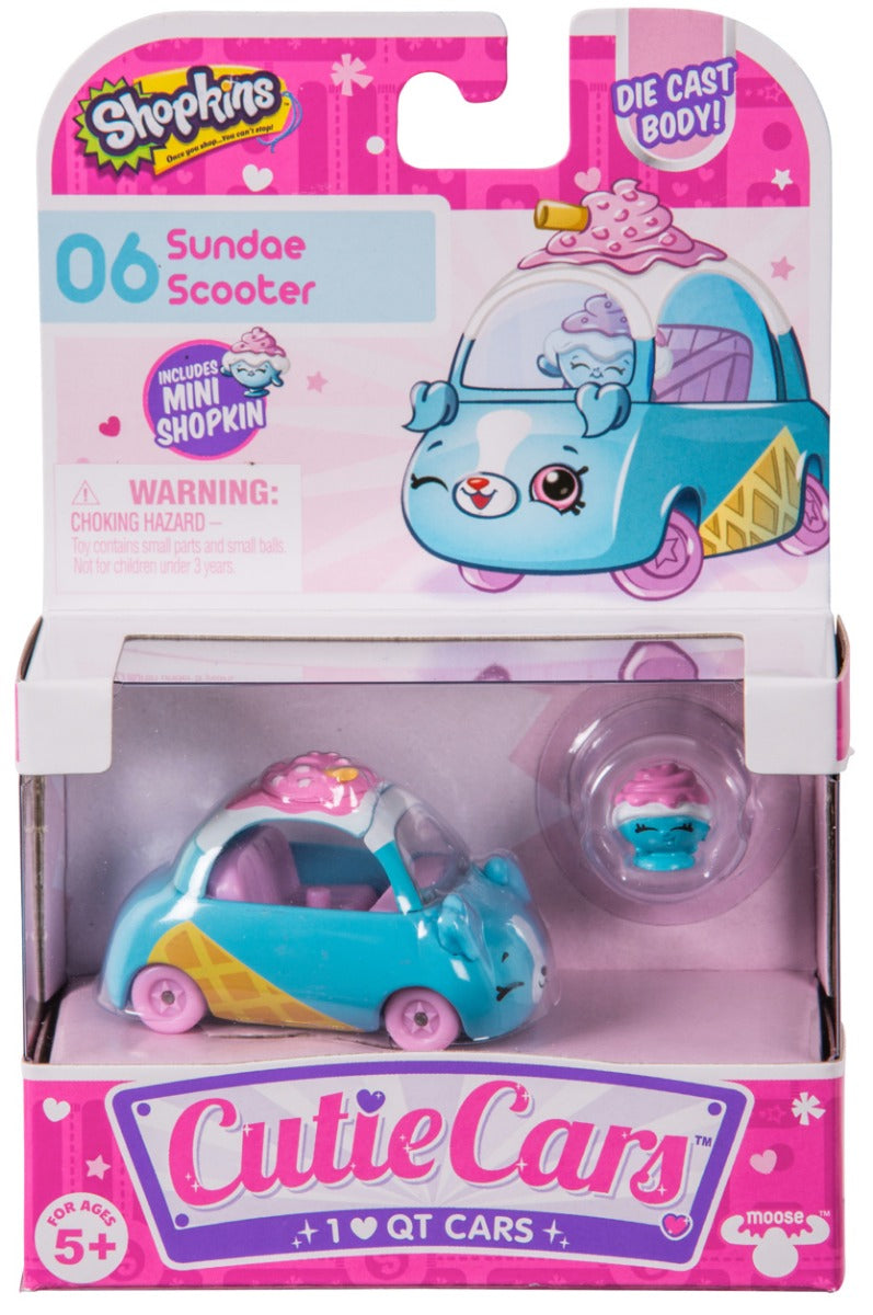 CUTIE CARS SHOPKINS S1 SINGLE PACK #06 SUNDAE SCOOTER