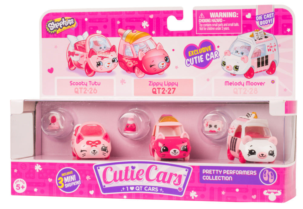 CUTIE CARS SHOPKINS S2 3 PACK PRETTY PERFORMERS COLLECTION