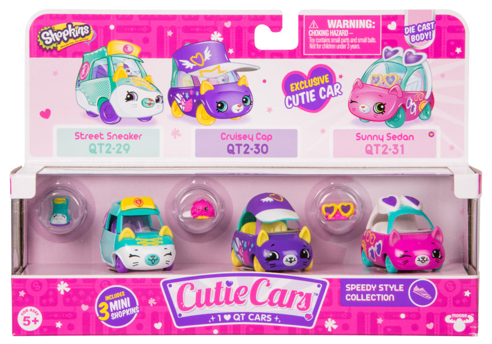 CUTIE CARS SHOPKINS S2 3 PACK SPEEDY STYLE COLLECTION