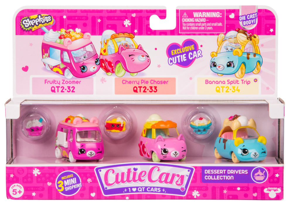 CUTIE CARS SHOPKINS S2 3 PACK DESSERT DRIVERS COLLECTION