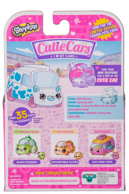 CUTIE CARS SHOPKINS S1 W2 SINGLE PACK #19 MILK MOOVER