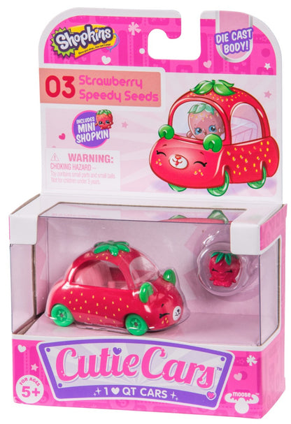 CUTIE CARS SHOPKINS S1 W2 SINGLE PACK #03 STRAWBERRY SPEEDY SEEDS