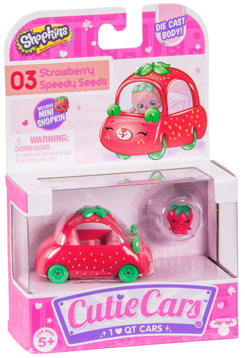 CUTIE CARS SHOPKINS S1 W2 SINGLE PACK #03 STRAWBERRY SPEEDY SEEDS