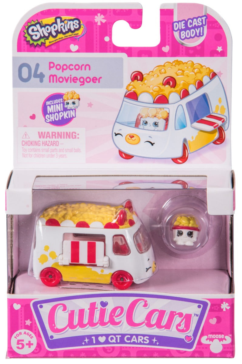 CUTIE CARS SHOPKINS S1 W2 SINGLE PACK #04 POPCORN MOVIEGOER