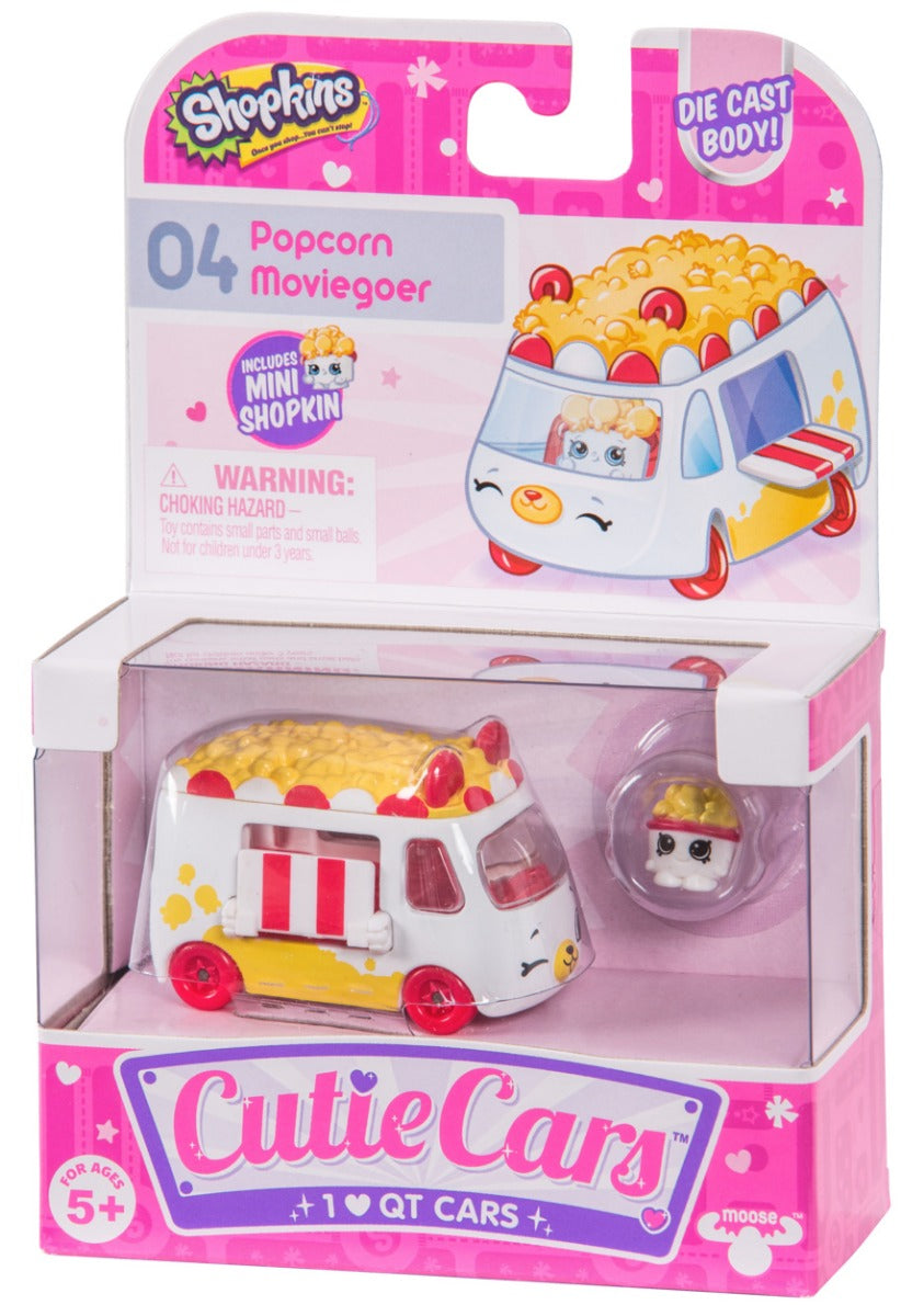 CUTIE CARS SHOPKINS S1 W2 SINGLE PACK #04 POPCORN MOVIEGOER