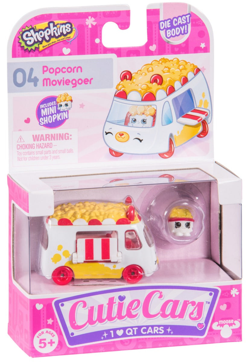 CUTIE CARS SHOPKINS S1 W2 SINGLE PACK #04 POPCORN MOVIEGOER