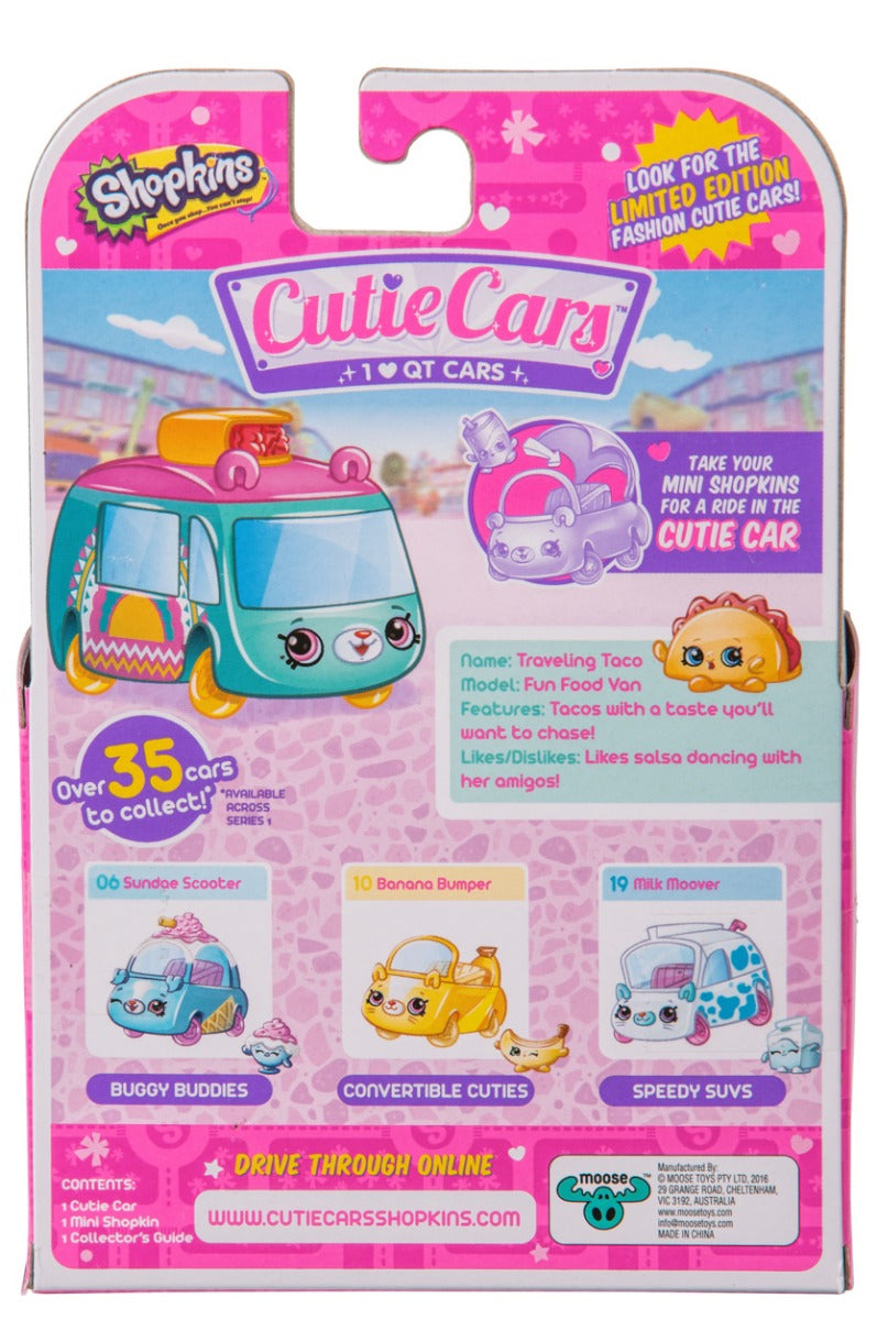 CUTIE CARS SHOPKINS S1 W2 SINGLE PACK #09 TRAVELING TACO