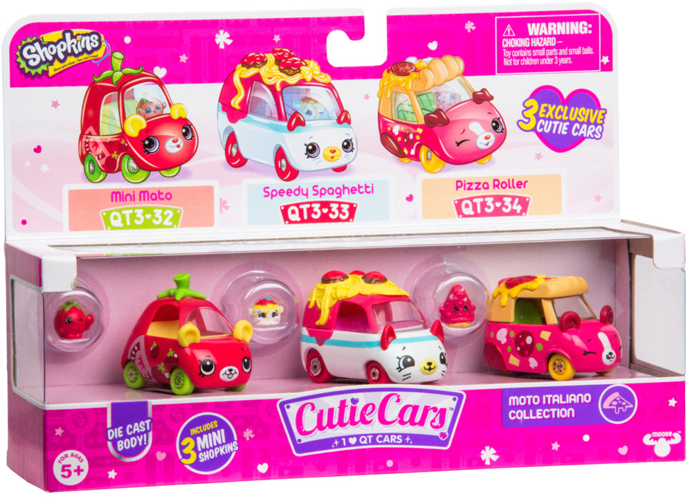CUTIE CARS SHOPKINS S3 3 PACK MOTO ITALIANO COLLECTION