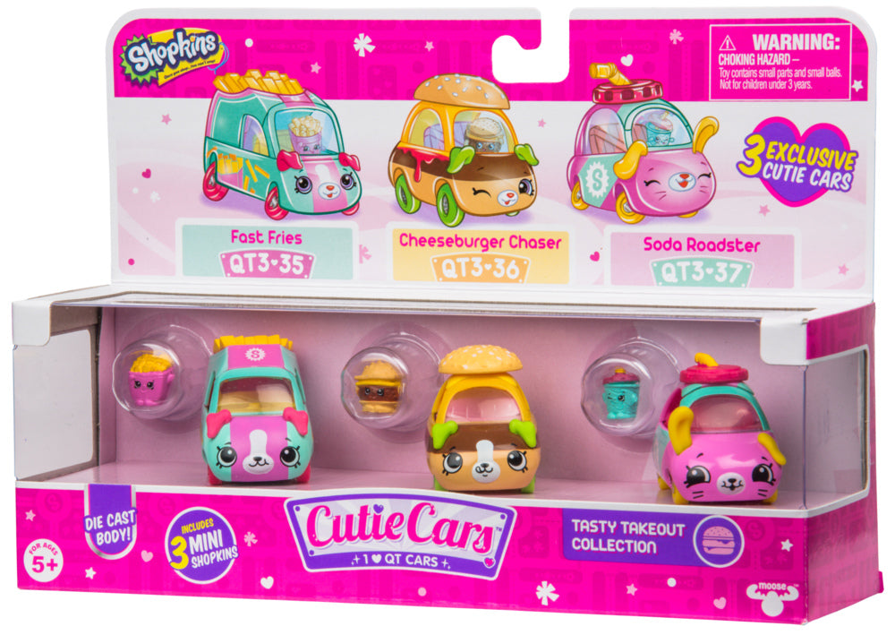 CUTIE CARS SHOPKINS S3 3 PACK TASTY TAKEOUT COLLECTION