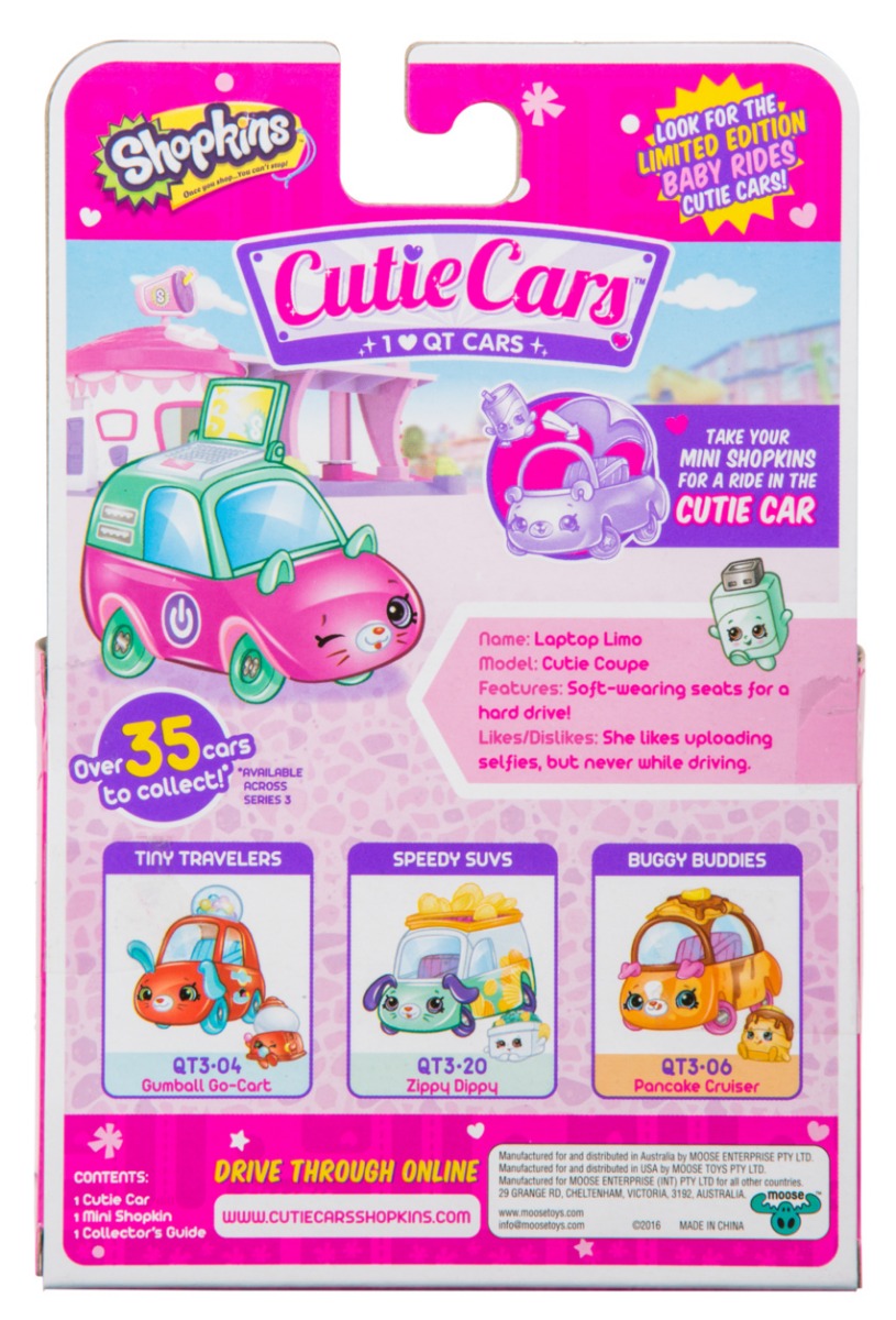 CUTIE CARS SHOPKINS S3 W2 SINGLE PACK QT3-09 LAPTOP LIMO