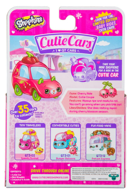 CUTIE CARS SHOPKINS S3 W2 SINGLE PACK QT3-21 CHERRY RIDE