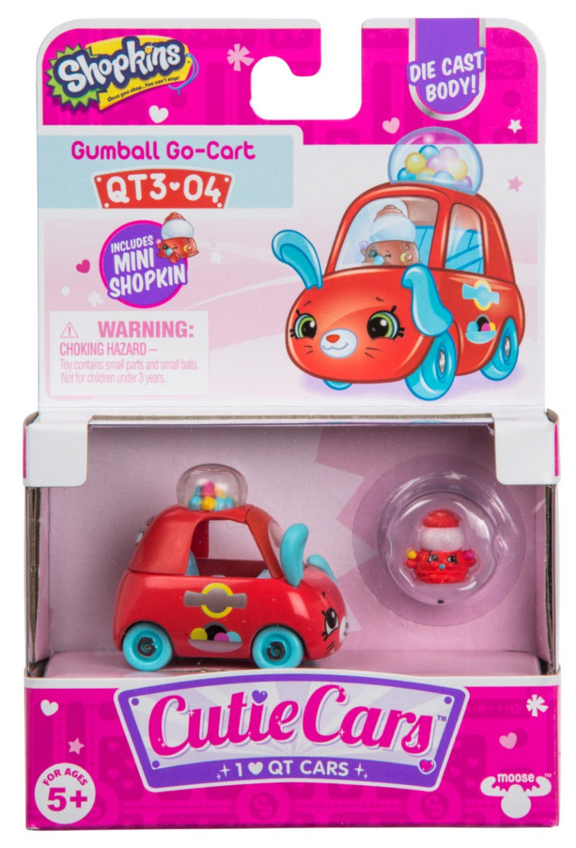CUTIE CARS SHOPKINS S3 W2 SINGLE PACK QT3-04 GUMBALL GO-CART