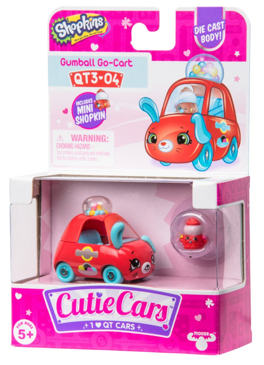 CUTIE CARS SHOPKINS S3 W2 SINGLE PACK QT3-04 GUMBALL GO-CART