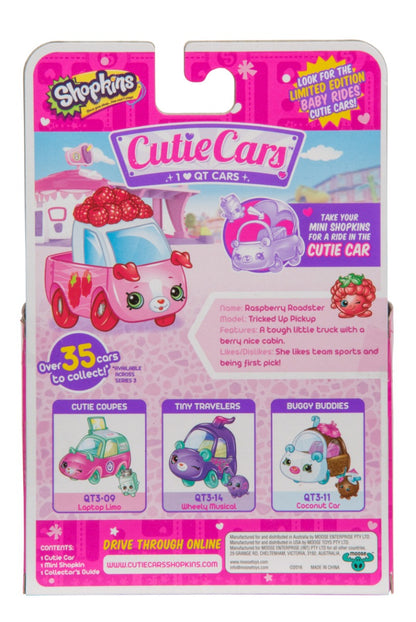 CUTIE CARS SHOPKINS S3 W2 SINGLE PACK QT3-13 RASBERRY ROADS