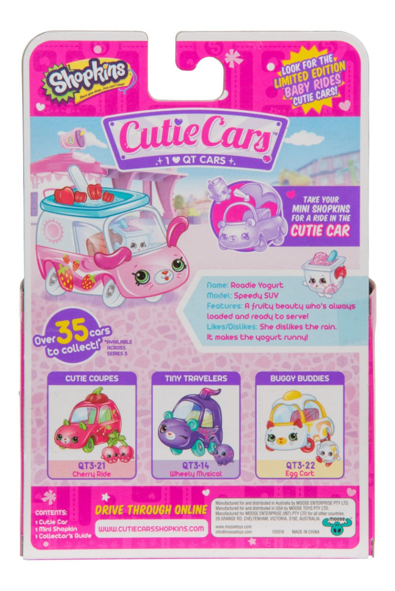 CUTIE CARS SHOPKINS S3 W3 SINGLE PACK QT3-15 ROADIE YOGURT