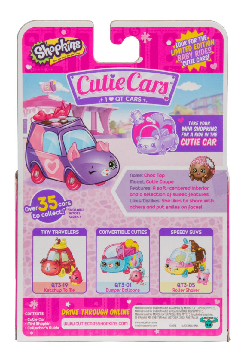 CUTIE CARS SHOPKINS S3 W3 SINGLE PACK QT3-16 CHOC TOP