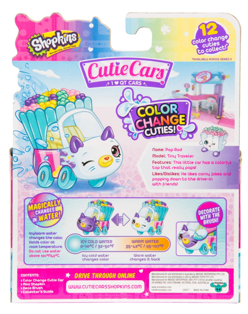 CUTIE CARS SHOPKINS W2 COLOR CHANGE PACK QT3-C08 POP ROD