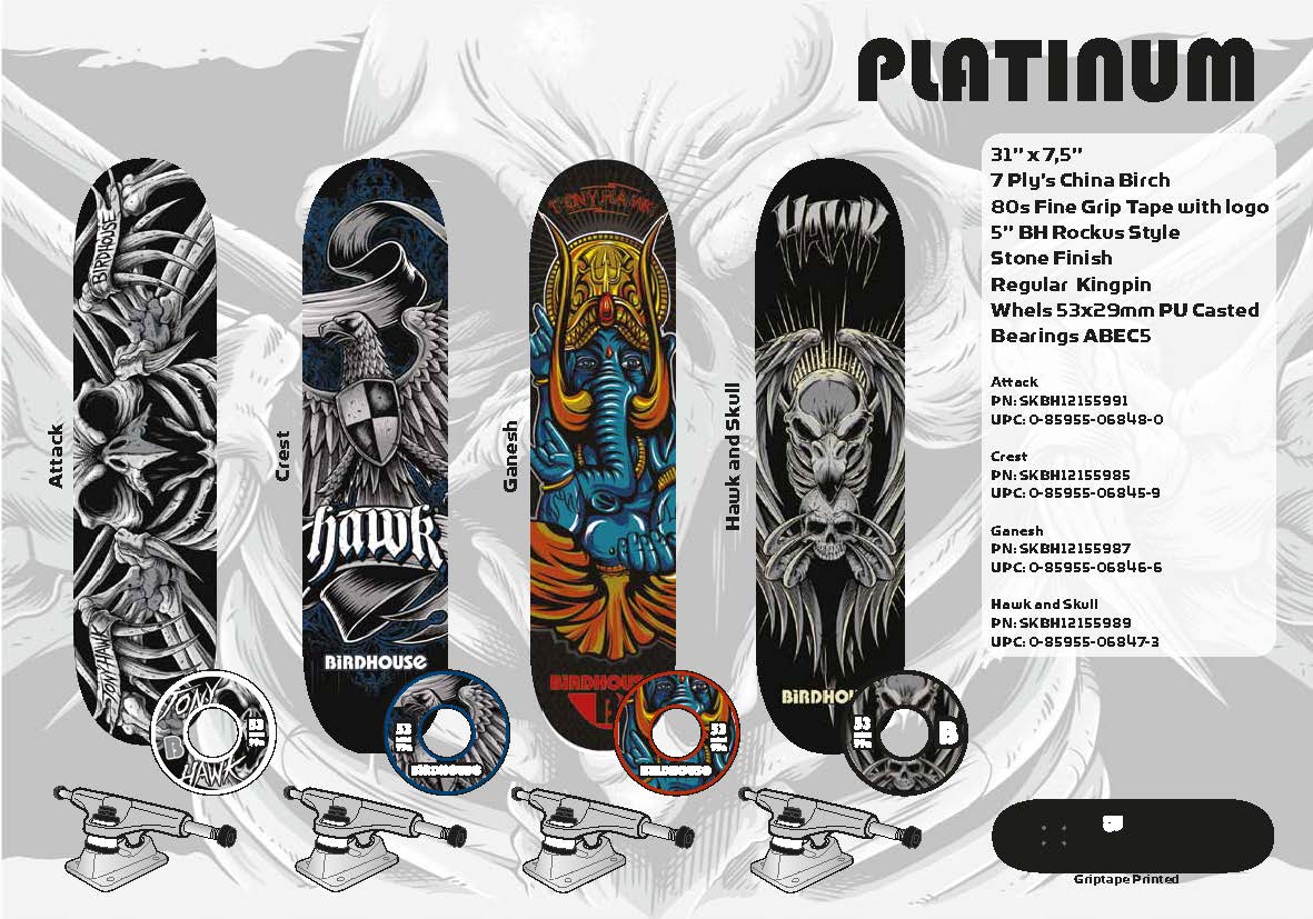 TONY HAWK BIRDHOUSE PLATINUM SERIES COMPLETE HAWK & SKULL